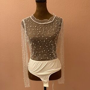 San Joy White Mesh Bodysuit